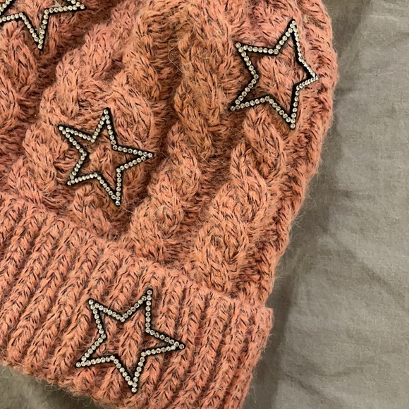 Giant Pink Pom Pom with Shiny Stars Beanie - Picture 6 of 6